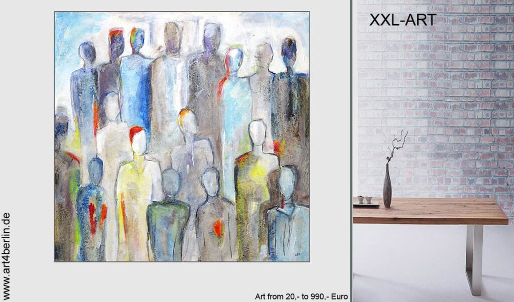 Gestalten, Original Acryl-Bild auf Leinwand, 100x100 cm, € 630,- jetzt im Internet € 370,- in der Galerie € 295,-