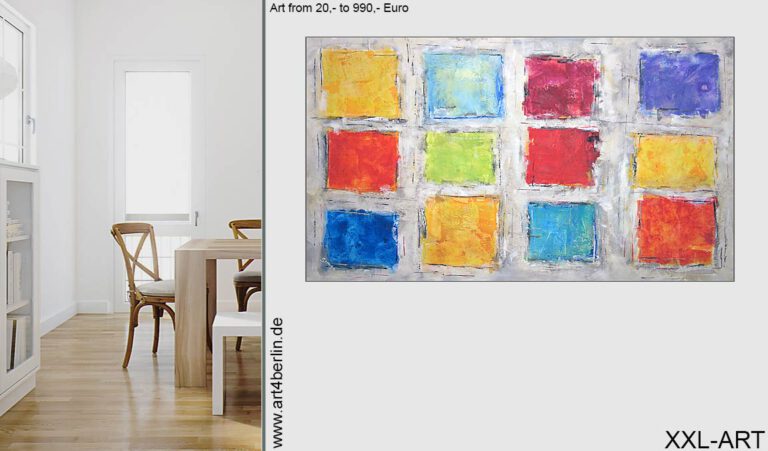 Die große Auswahl in der Onlinegalerie macht das Kombinieren von modernen Gemälden leicht.
